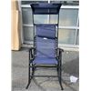Image 1 : BRAND NEW NAVY FOLDABLE ROCKING CHAIR WITH CANOPY, WITH NECK PILLOW AND FOLD AWAY SUN SHADE, RETAIL 