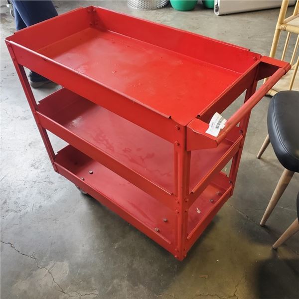 RED ROLLING 3-TIER CART