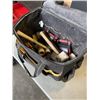 Image 2 : ROLLING DEWALT TOOL TOTE WITH ASSORTED HAND TOOLS AND LIGHTS