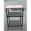 Image 2 : BRAND NEW ROLLING WOOD TOP KITCHEN ISLAND CART W/ ADJUSTABLE SHELVES