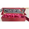 Image 3 : 2 BRAND NEW WINE GIFT BOXES - 2 BOTTLE WINE HOLDER W/ CORKSCREW, POURER, THERMOMETER, AND DRIP RING 