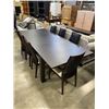 Image 2 : MODERN DARK FINISH DINING TABLE WITH 8 MODERN CHAIRS AND EXTENSION, GOOD CONIDTION