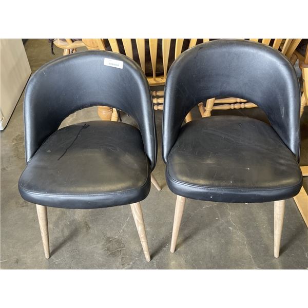 2 BLACK LEATHER LOOK BUCKET CHAIRS