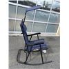 Image 2 : BRAND NEW NAVY FOLDABLE ROCKING CHAIR WITH CANOPY, WITH NECK PILLOW AND FOLD AWAY SUN SHADE, RETAIL 