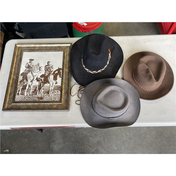 ASSORTED COWBOY HATS AN DLONE RANGER PRINT