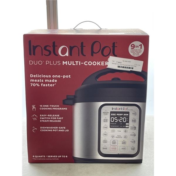 INSTANT POT DUO PLUS 6QT 9IN1 ELECTRIC PRESSURE COOKER - TESTED WORKING, RETAIL $199