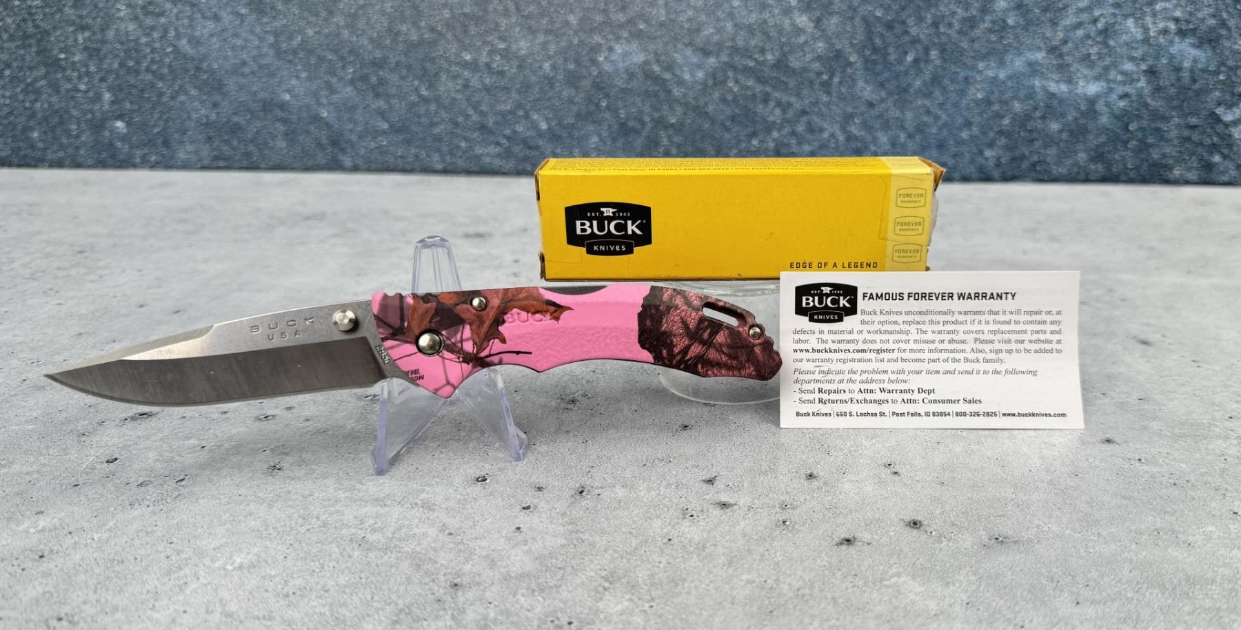 Pink Buck Buck 285 Bantam Pink Mossy Oak Camo Pocket Knife