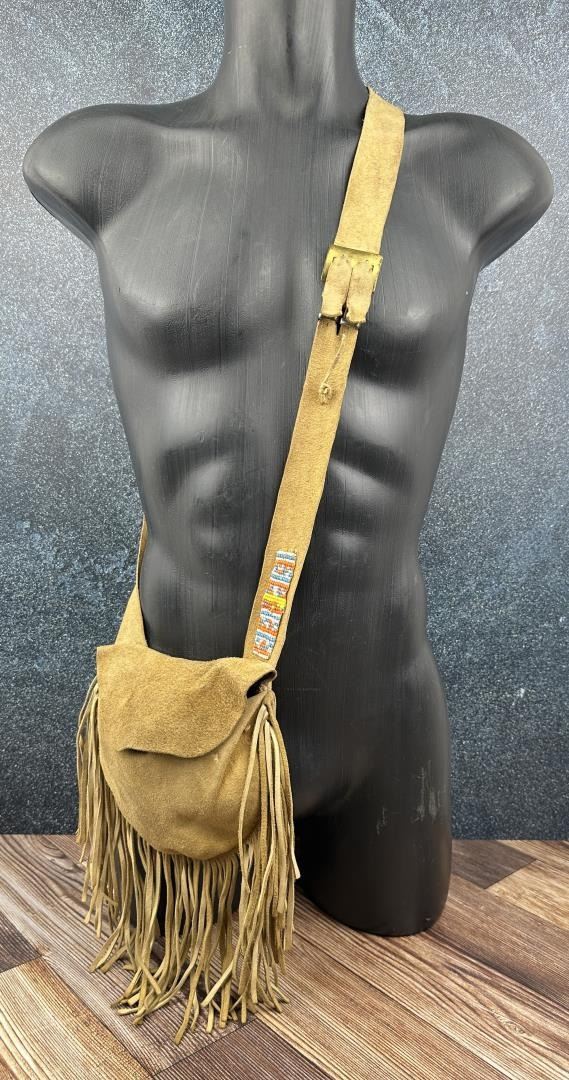 Handcrafted Leather Suede Fringed Bullet Bag Set - Muzzleloading Black Powder Pouch
