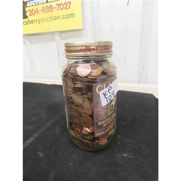 Jar of Canadian Pennies - Over 6lbs