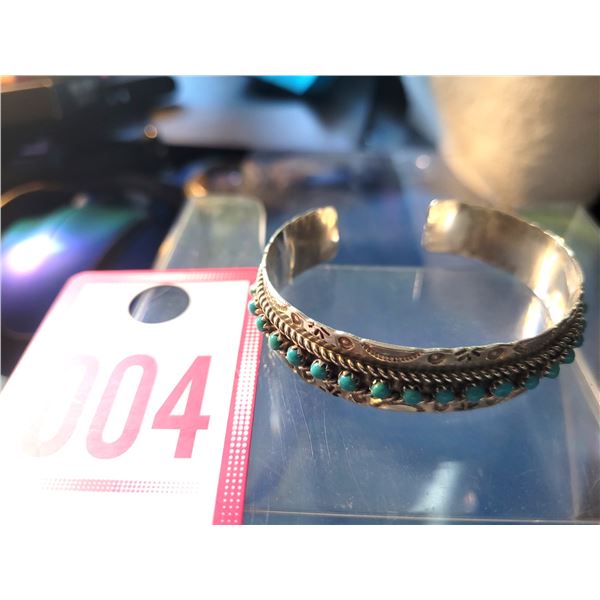 Sterling Silver Native American Zuni Pukestine Bracelet  A