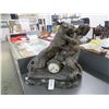 Image 1 : Cast Bronze ? Sculpture Lions Fighting w/Clock & Marble Base