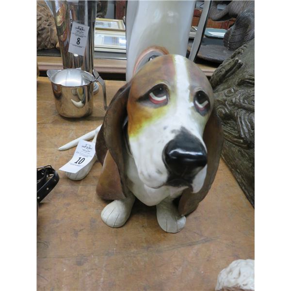 Cast Basset Hound Statuary Signed Jestila