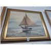 Image 1 : Framed Oil On Canvas Sailboat At Sea Signed John De - 36 X 40