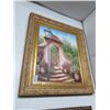 Image 1 : Framed Oil On Canvas Garden Scene - Signed Rogers - 30 X 36