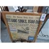 Image 1 : Framed 1912 Boston Globe w/Titanic Sinking News