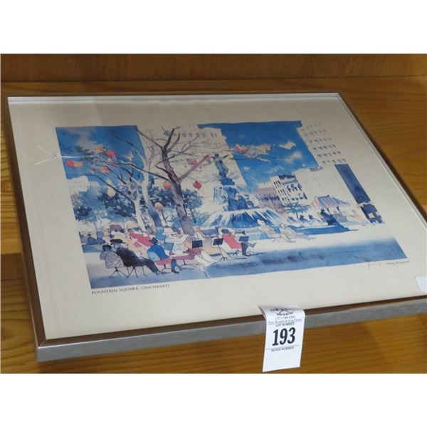 Framed Fountain Square Wall Art - (Damaged Pane)