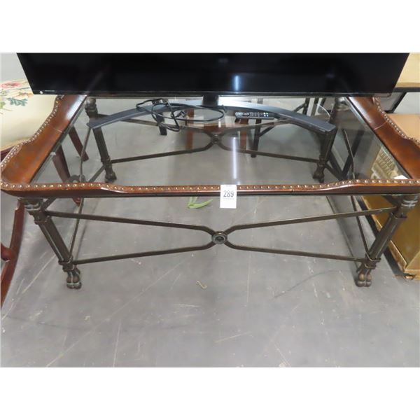 Iron Claw Foot Glasstop Coffee Table