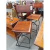 Image 1 : Iron Base Wooden Back Bar Stools - Pair