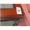 Image 2 : Iron Base Glasstop Cherry Hall Table