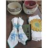 Image 2 : Asst. Glazed Bowls, Cloth Napkins