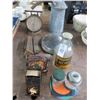 Image 1 : Studebaker Hubcap, Vtg. Portion Scale, Oil Can, Coasters, Honey Jar, Match Sticks