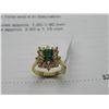 Image 2 : 14K YG Emerald and Diamond Ring w/One Emerald Cut and 10 Round Cut Diamonds