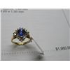 Image 2 : 14K YG Tanzanite & Diamond Ring w/One Pear Cut Tanzanite & 13 Round Cut