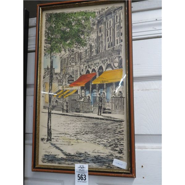 Framed Paris Street Scene Wall Art - 12 X 20