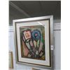Image 1 : Framed Abstract Figural Wall Art - Signed Assefi - 30 X 36