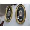 Image 1 : Oval Shadow Box Framed Provincial Painted Tiles - Pair