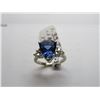 Image 2 : 14K WG Tanzanite & Diamond Ring w/One Shield Shaped Mixed Tanzanite and 6