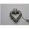 Image 2 : 10K WG Diamond Heart Pendant w/20 Round Cut Diamonds Light Brown In Color
