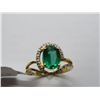 Image 2 : 18K YG Emerald & Diamond Ring w/One Mixed Cut Emerald and 20 Round Cut