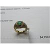 Image 1 : 14K YG Diamond & Emerald Ring w/One Round Cut Emerald and 76 Cut Diamonds