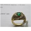 Image 2 : 14K YG Diamond & Emerald Ring w/One Round Cut Emerald and 76 Cut Diamonds
