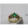 Image 2 : 14K YG Emerald & Diamond Ring w/One Emerald & 12 Round Cut Diamonds -