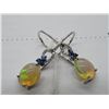 Image 2 : 18K WG Mexican Fire Opal/Sapphire/Diamond Earrings w/2 Oval Cut Mexican Fire