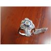 Image 3 : 14K WG Diamond Ring w/10 Round Cut Diamonds and 8 Calibur Synthetic Sapphire