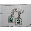 Image 2 : 18K WG Emerald & Diamond Earrings w/2 Square Emeralds & 142 Round Cut