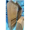 Image 3 : Vintage Wood Oak Headboard Set With Plenty Of Storage - Side Cabinets 
