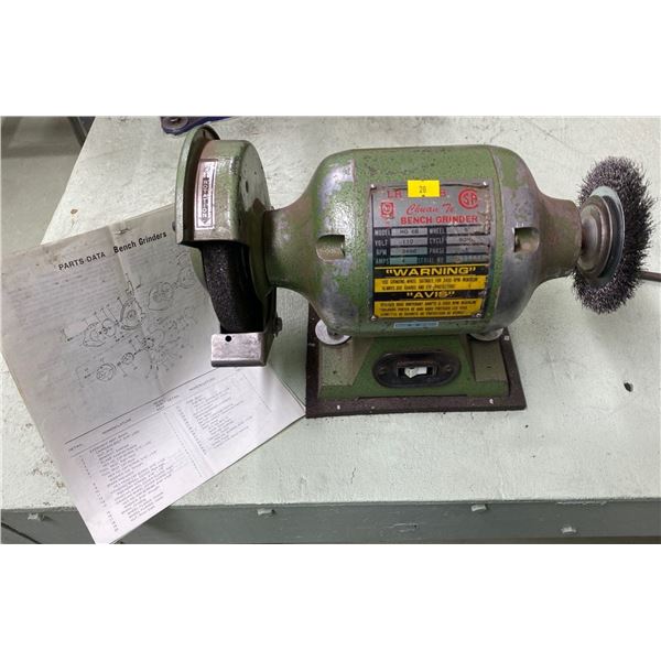 Chuan Te  Bench Grinder Model#HG6B mounted to work table.