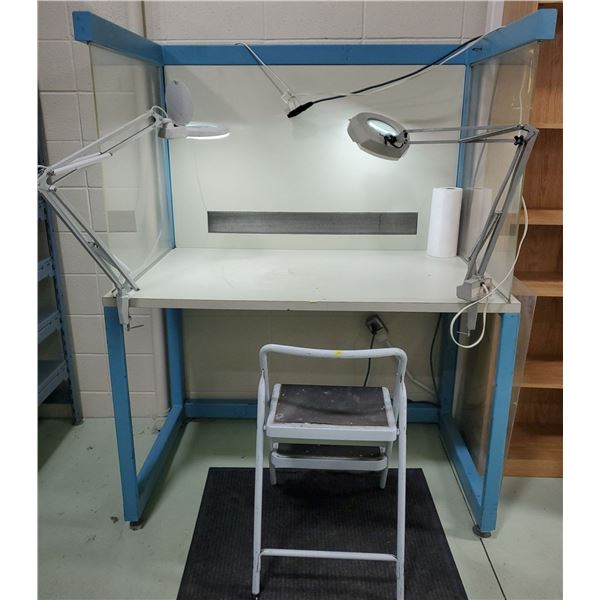 Lab Utility Work Station Cubicle With Magnifying tool, & Pro Light W52 ...