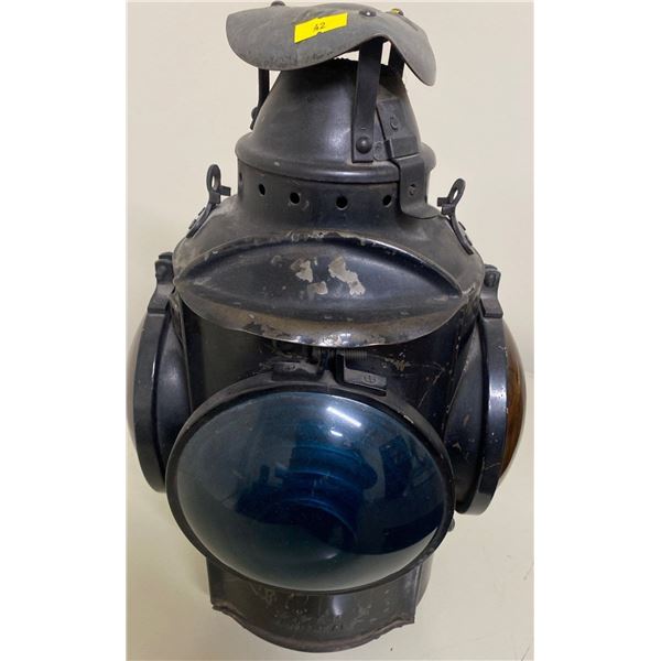 Antique Train Light - Blue & Orange HPM Piper Montreal work unit.