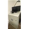 Image 1 : Dell 2ft Monitor With Modern Desk Lamp & A Small 2 Drawer Filling Cabinet