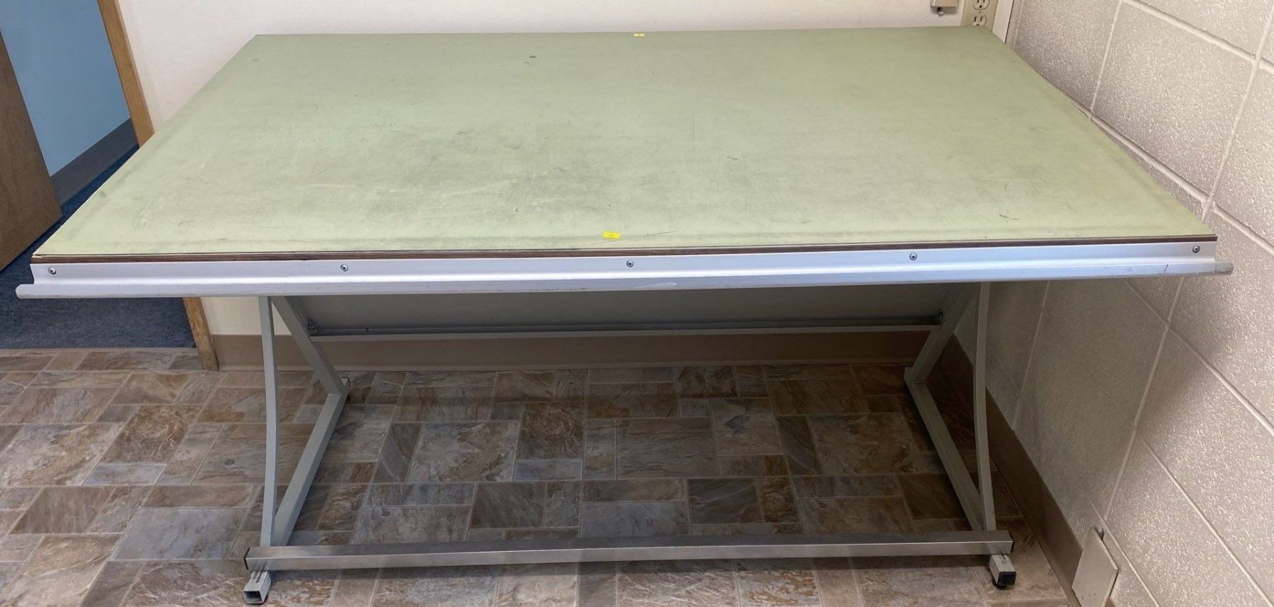 Blue Drawing Table Large Drafting Blue-Print Table With Teal Mat 60W40D40H