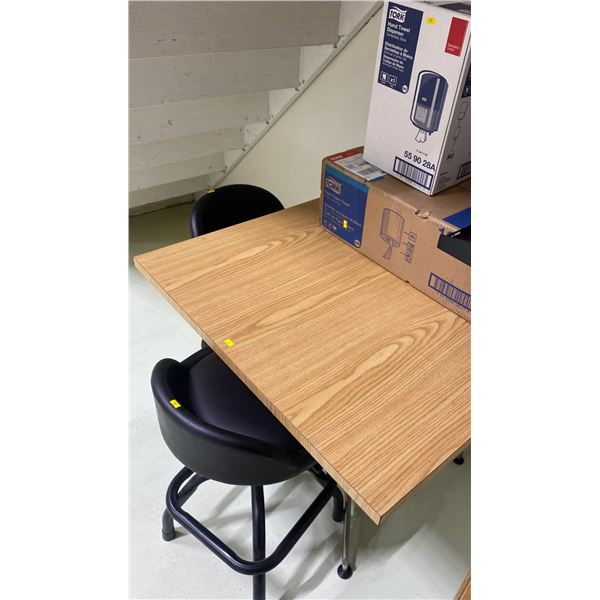 Table & Stool With Brand New Black Tork Hand Towel Dispenser Center feed - With Full Refill Box