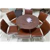 Image 1 : Vintage Round Laminate Table 36W29H - & 6 Chairs on Chrome Legs