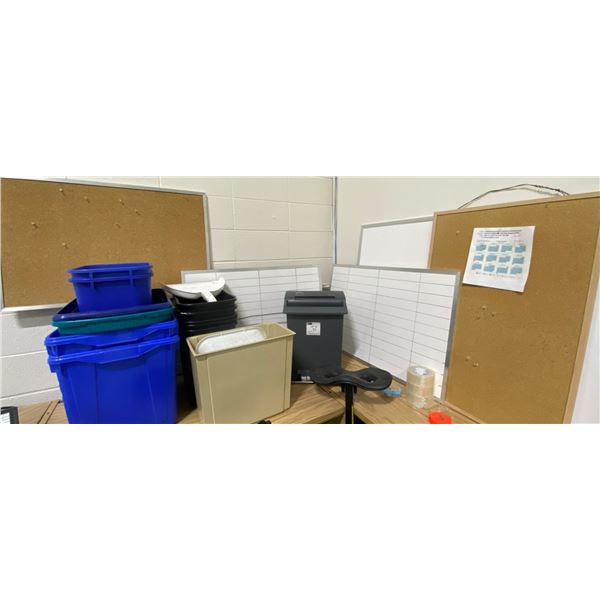 Multiple Cork & White Boards With Some Markers... & Tacks!  - Plus Multiple Garbage Cans