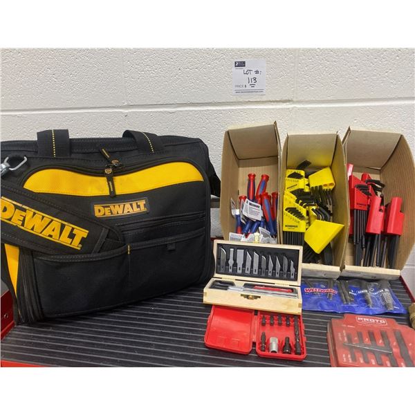 DeWalt Brand New Tool Bag w/Shoulder Strap  Razor Blade Set and New Allen Key Sets