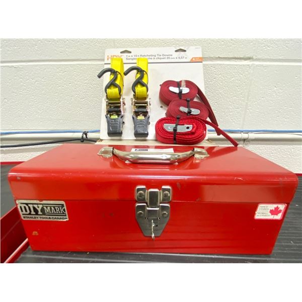 DIY Mark Stanley Tools Red Vintage Tool Box filled w/Everyday Tools & Brand New Straps